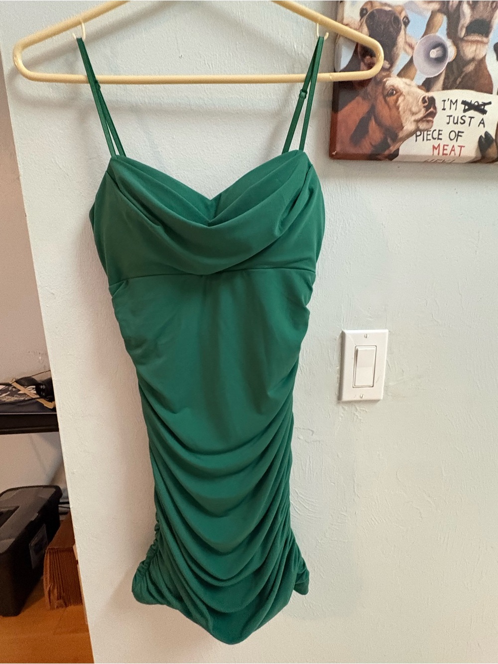 Emerald Sundae Emerald Green Draped Mini Slip Dress